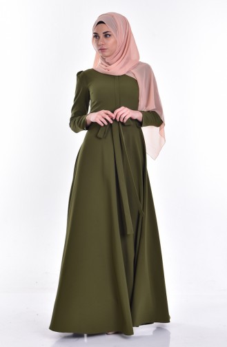Khaki Hijab Dress 3019-03