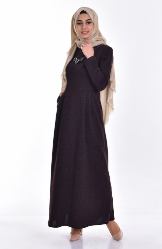 Brown Hijab Dress 7169-01