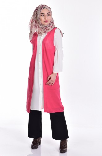 Pocket Detailed Knitwear Vest 3932-24 Pink 3932-24