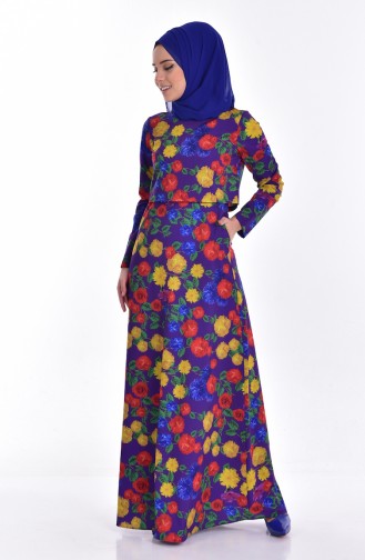Patterned Allure Dress 9408-01 Purple Yellow 9408-01
