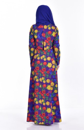 Patterned Allure Dress 9408-01 Purple Yellow 9408-01