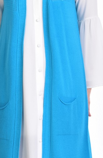 Pocket Detailed Knitwear Vest 3932-25 Turquoise 3932-25