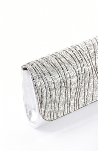 Ladies Evening Bag with Stones 0428-02 Silver 0428-02