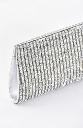 Ladies Evening Bag with Stones 0457-02 Silver 0457-02