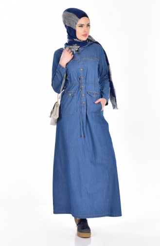 Denim Blue Hijab Dress 9227-01