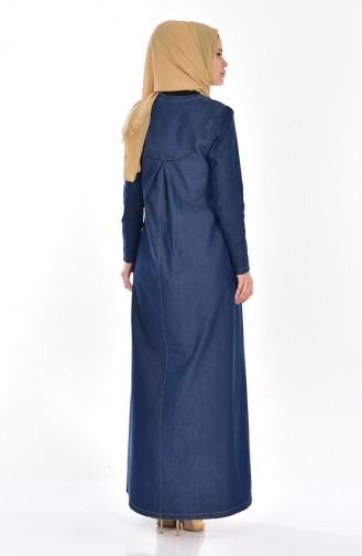 Navy Blue Hijab Dress 1610-01