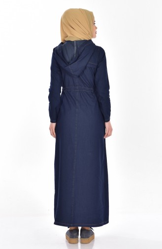 Navy Blue Hijab Dress 9227-02