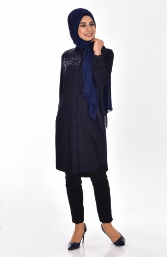 Embroidered Tunic 1743-02 Navy Blue 1743-02