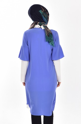 Garnished Tunic with Necklace 4011-04 Blue 4011-04