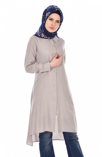 Düğmeli Tunik 0307-06 Gri