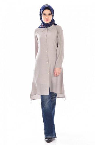 Düğmeli Tunik 0307-06 Gri