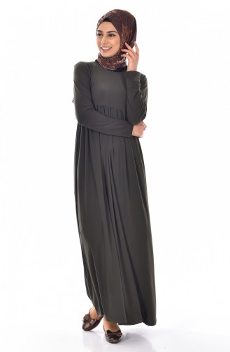 Khaki Hijab Dress 1852-04