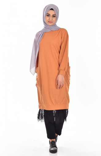 Tunic with Pockets and Lace 1012-04 Mustard 1012-04