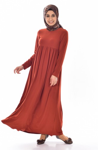 Brick Red Hijab Dress 1852-03