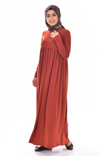 Brick Red Hijab Dress 1852-03