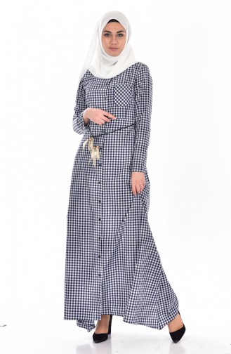 Navy Blue Hijab Dress 8103-08