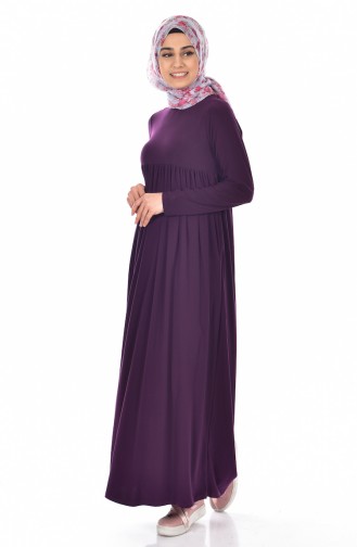 Geraffter Basic Kleid 1852-02 Lila 1852-02