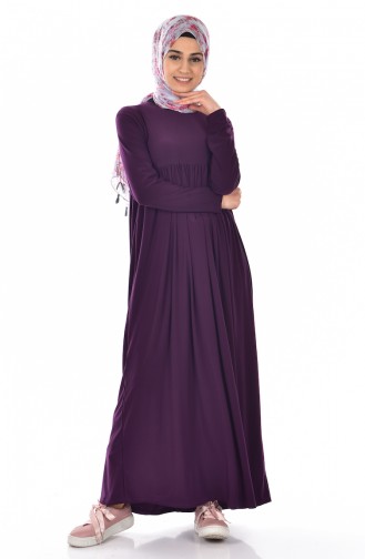 Geraffter Basic Kleid 1852-02 Lila 1852-02