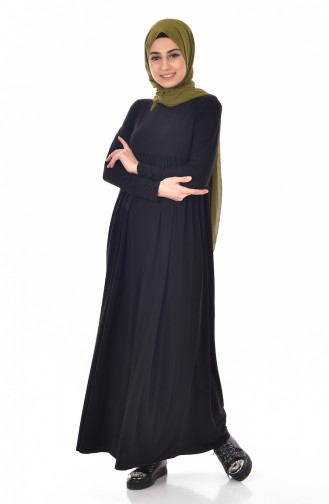 Geraffter  Basic Kleid  1852-01 Schwarz 1852-01