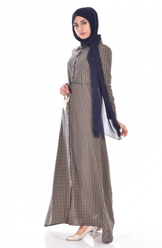 Quadratisches Kleid mit Gürtel 8103-03 Tabak 8103-03