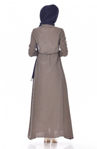 Quadratisches Kleid mit Gürtel 8103-03 Tabak 8103-03