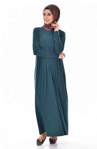 Geraffter  Basic Kleid 1852-06 Smaragdgrün 1852-06