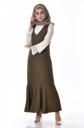 Khaki Hijab Dress 1850-05