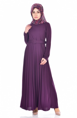 Pleated Dress with Belt 3666-05 Purple 3666-06