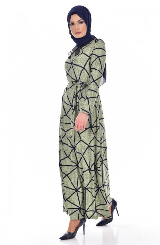 فستان بتصميم مطبع مع حزام خصر  5501-01