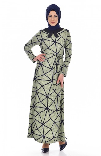 فستان بتصميم مطبع مع حزام خصر  5501-01