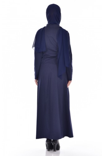 Buttoned Coat 61179-02 Navy Blue 61179-02