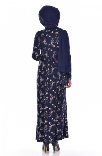 Navy Blue Hijab Dress 1642-04