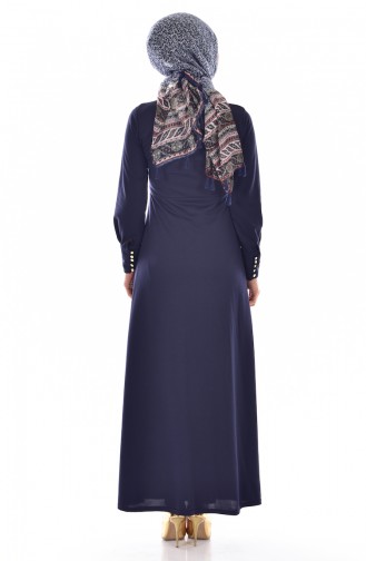 Navy Blue Hijab Dress 3674-05