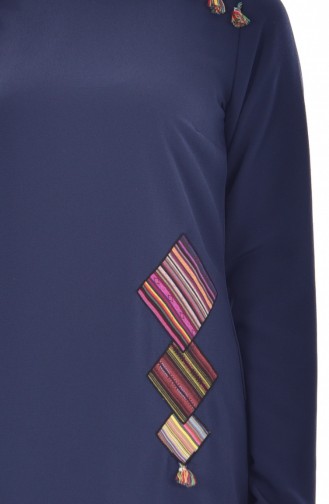 Garnili Püsküllü Tunik 0542-05 Lacivert