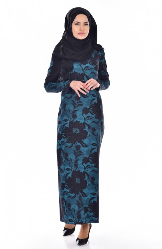 Petrol Hijab Dress 2896-02