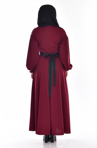 Claret Red Hijab Dress 1639-07