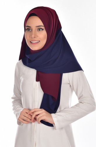 Two-Color Shawl 50034-01 Navy Blue Cherry 50034-01