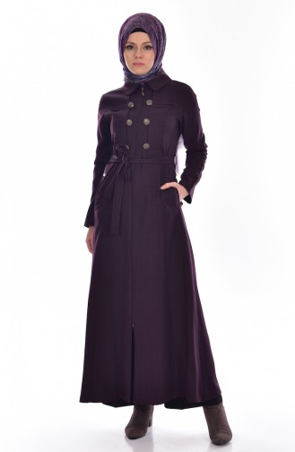 Zippered Belted Topcoat 61185-02 Purple 61185-02
