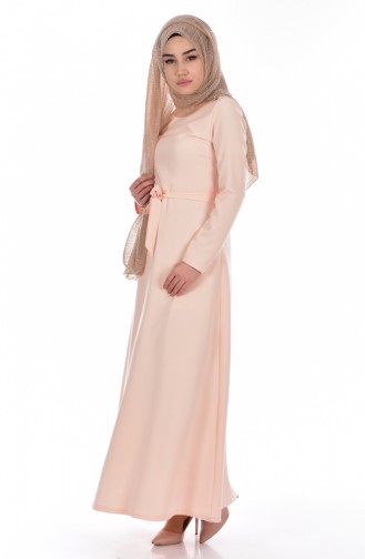 Hijab Kleid mit Gürtel  0541-03 Lachs 0541-03
