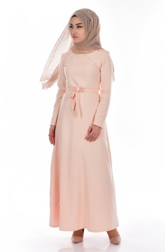 Hijab Kleid mit Gürtel  0541-03 Lachs 0541-03