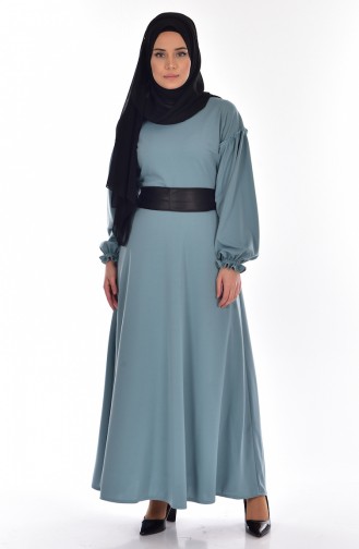 Wassergrün Hijab Kleider 1639-06