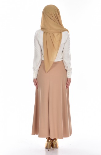 Beli Lastikli Kloş Etek 1130-07 Bej