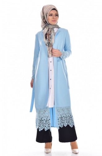 Guipure Coat with Belt 0511-03 Ice Blue 0511-03