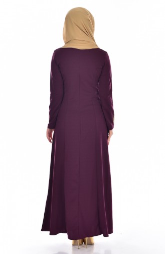 Besticktes Richterkragen Kleid 4401-08 Dunkellila 4401-08