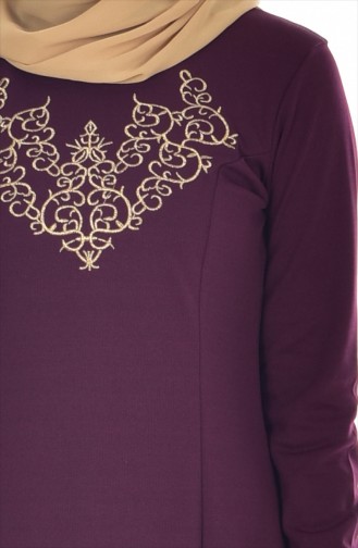 Embroidered Judge Collar Dress 4401-08 Dark Purple 4401-08