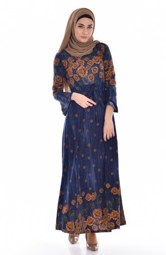 Navy Blue Hijab Dress 0202-04