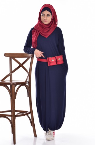 Tunika Kleid mit Gratis Bantdbonnet  1004-02 Dunkelblau 1004-02