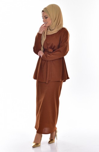 Etek Bluz İkili Takım 4120-03 Taba