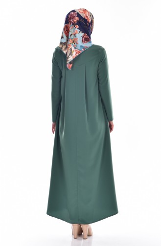 Abaya a Fermeture 0086-04 Vert 0086-04