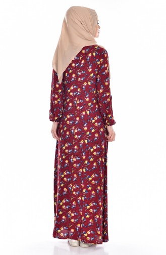 Claret Red Hijab Dress 1735-07